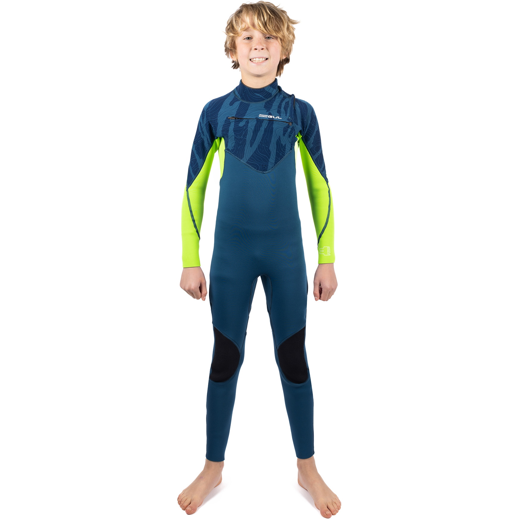 2025 Gul Junior Response Echo 3/2mm Chest Zip Neopreno RE1329/C2 - Navy / Sulphur